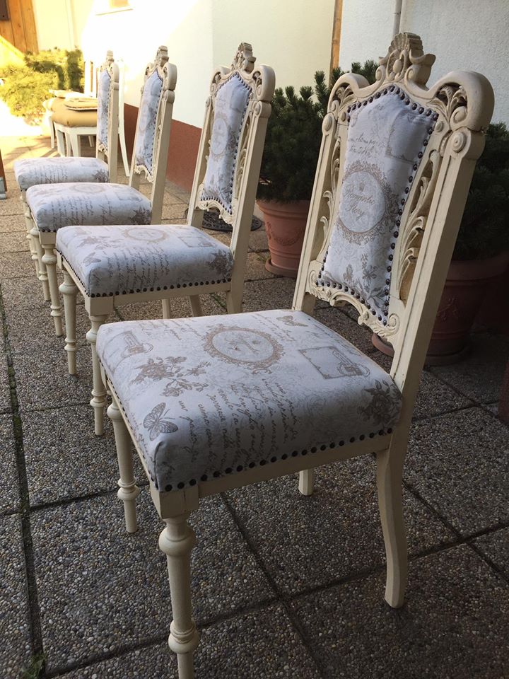 Díszszöges szövet székek áthúzása - Kárpitos Vác